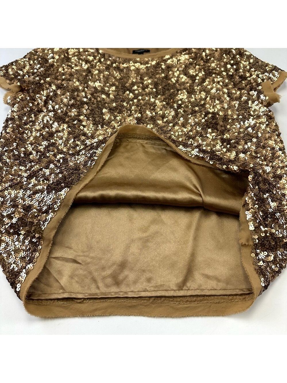 Talbots gold sequin top Womens Size 12 short sleeve Cocktail Party Fancy - Picture 5 of 8